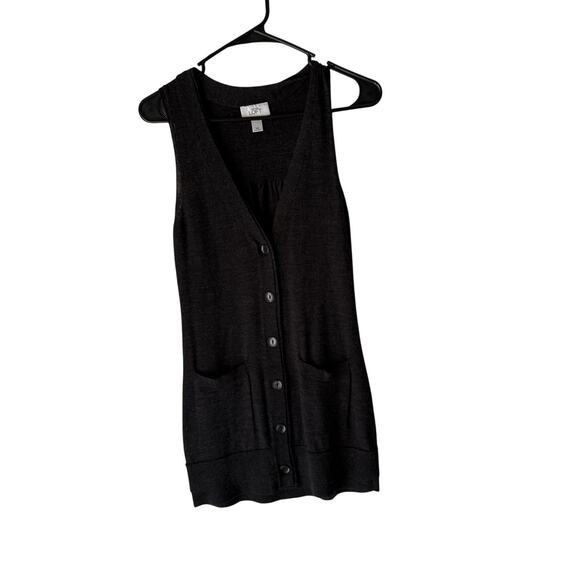 LOFT Women’s Sleeveless Long Sweater Vest Black Wool Blend Size XS - Picture 1 of 8